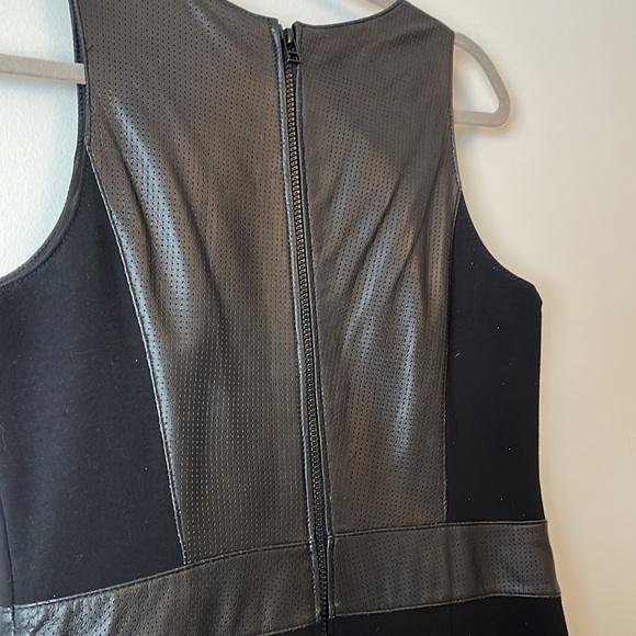 Edgy, mixed material party dress by Pink Tartan. Leather accents. - Picture 6 of 6